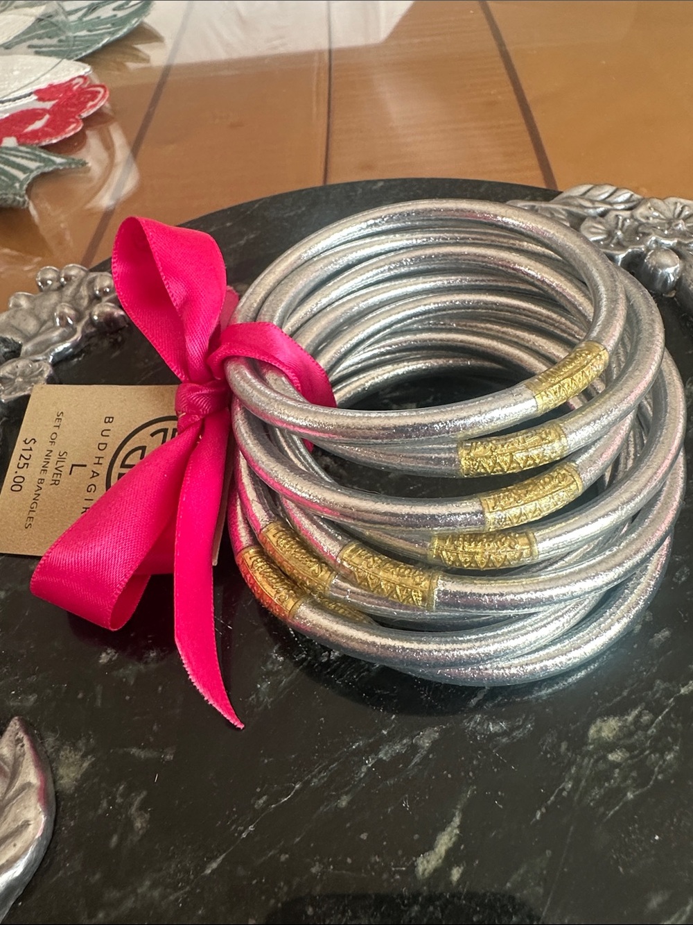 Silver BUDHAGIRL Stackable Bracelet Set - Women’s Layering Bangles